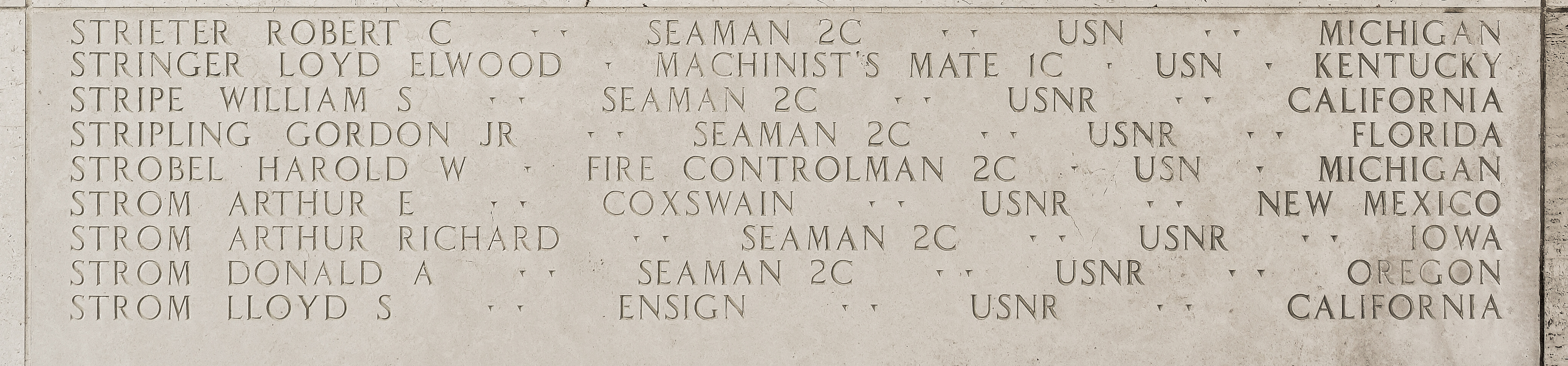 Harold W. Strobel, Fire Controlman Second Class